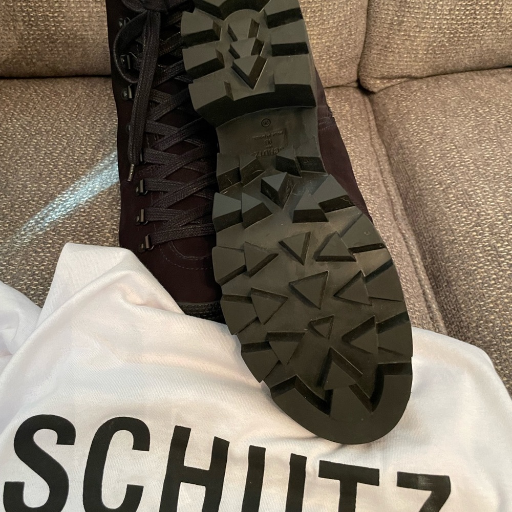 Brand New Schutz Black Lace Up Boots Size 9